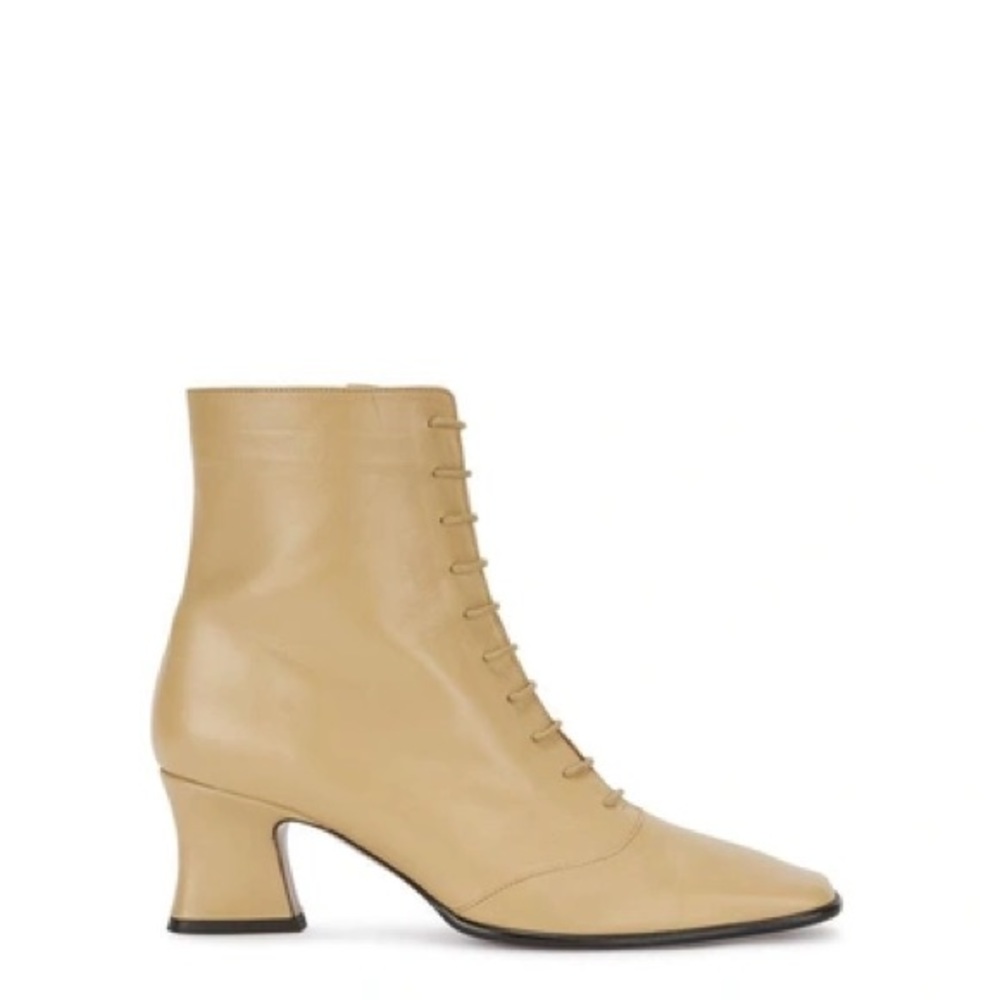 By Far Kate Cream Leather Ankle Boots